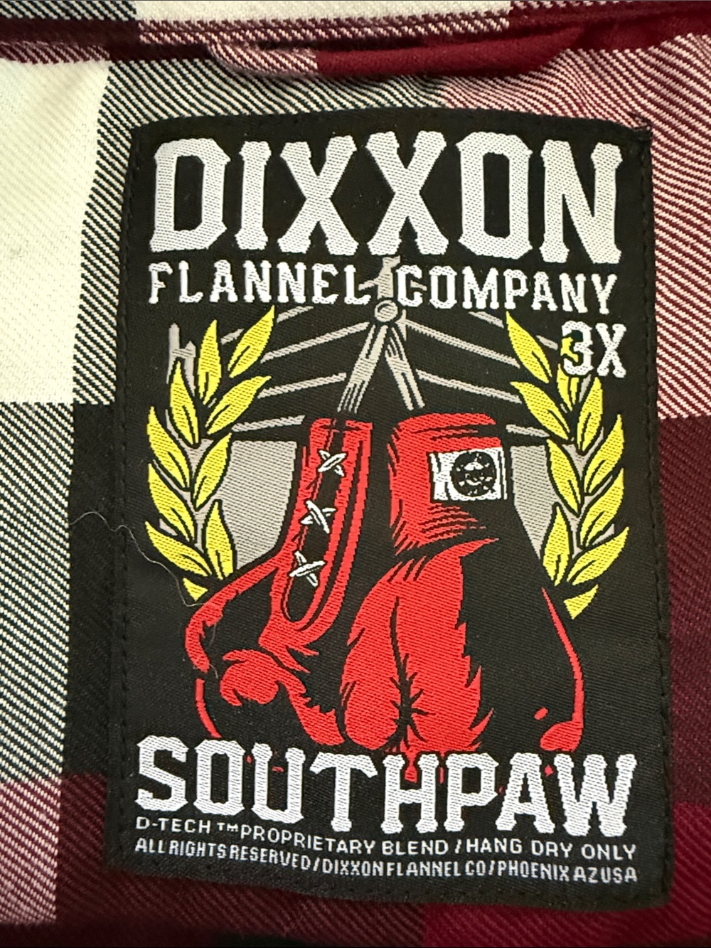 DIXXON “Southpaw”Burgundy and White Plaid Flannel Button-Down Shirt - Picture 2 of 5